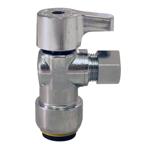Apollo 1/2 in. Chrome-Plated Brass Push-to-Connect x 3/8 in. O.D. Compression Quarter-Turn Angle Stop Valve FSBVA1238C - main